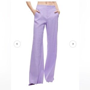 Alice + Olivia Dylan High-Waist Linen-Blend Wide Leg Pant size 6 in Solstice